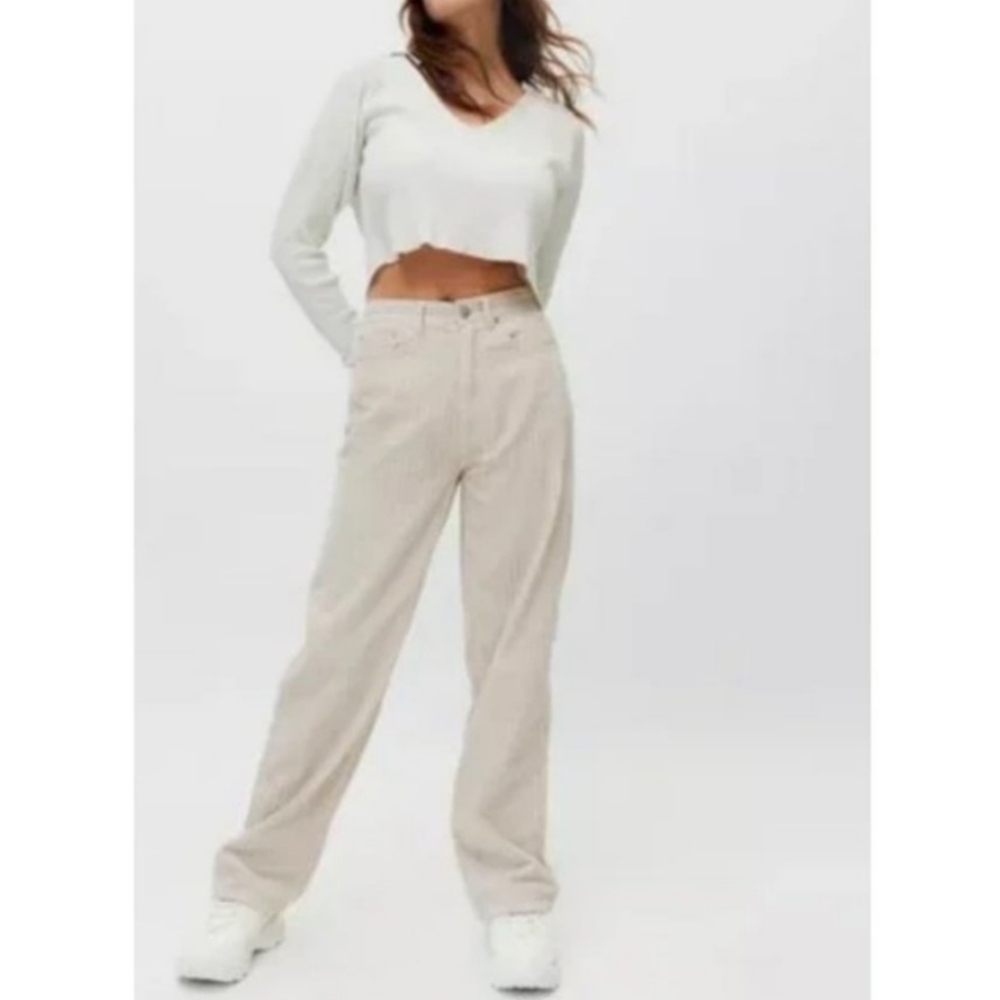 BDG Corduroy High-Rise Baggy Pants Women's 28 Cream Casual Comfy Retro 90s Y2K